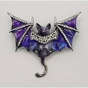 Boutique | Jewelry | Glamorous Bat Brooch Purple Blue Enamel Rhinestone ...